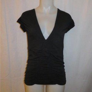 BRUNO MANETTI BLACK SHORT SLEEVES RUCHED TOP 40/S